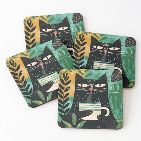 Item preview, Happy cat drinking coffee designed and sold by Mikakujumi.