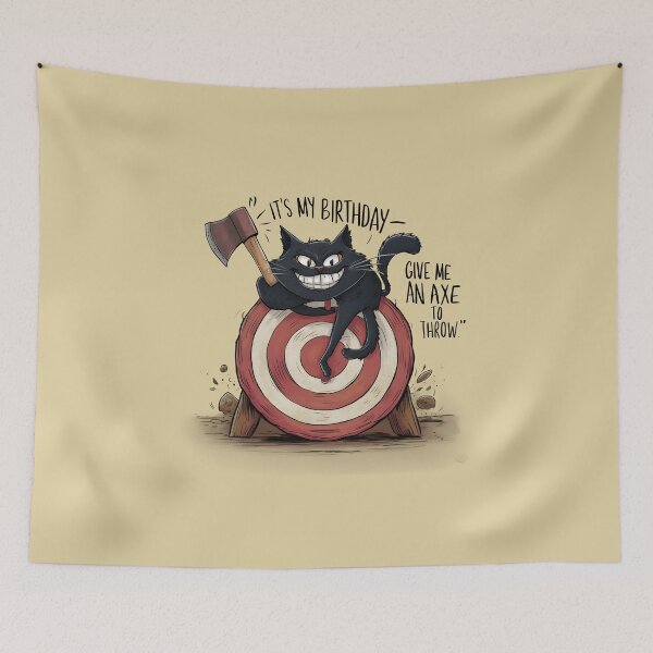 Item preview, It's My Birthday Funny Axe Throwing cat Lover Famer Party designed and sold by bluel_evin.
