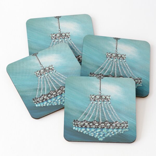 Item preview, Bling chandelier on teal original painting  designed and sold by norascorner.