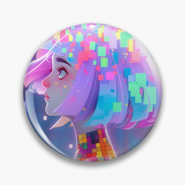 Item preview, Mosaic Digital Pixel Anime Girl designed and sold by bubblegoth.