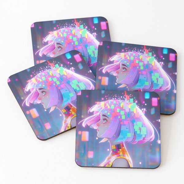 Item preview, Mosaic Digital Pixel Anime Girl designed and sold by bubblegoth.