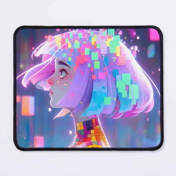 Item preview, Mosaic Digital Pixel Anime Girl designed and sold by bubblegoth.