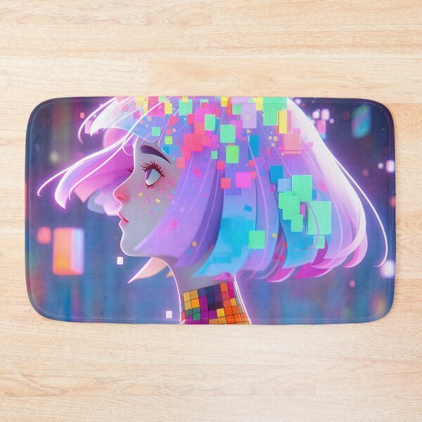 Item preview, Mosaic Digital Pixel Anime Girl designed and sold by bubblegoth.