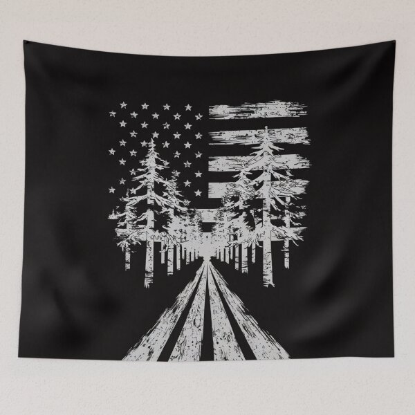 Item preview, Starry Night Forest Escape - Monochrome Camping & Nature Inspired T-Shirt designed and sold by HOMEDESIGNPRINT.