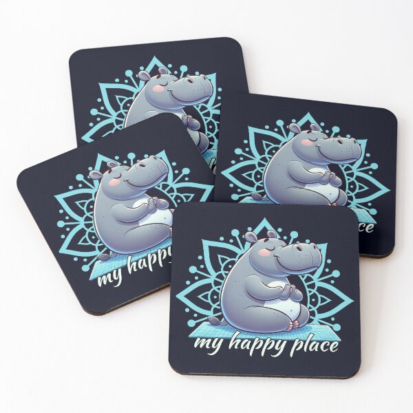 Item preview, Cute Hippo  doing Yoga, My Happy Place designed and sold by madtoyman.
