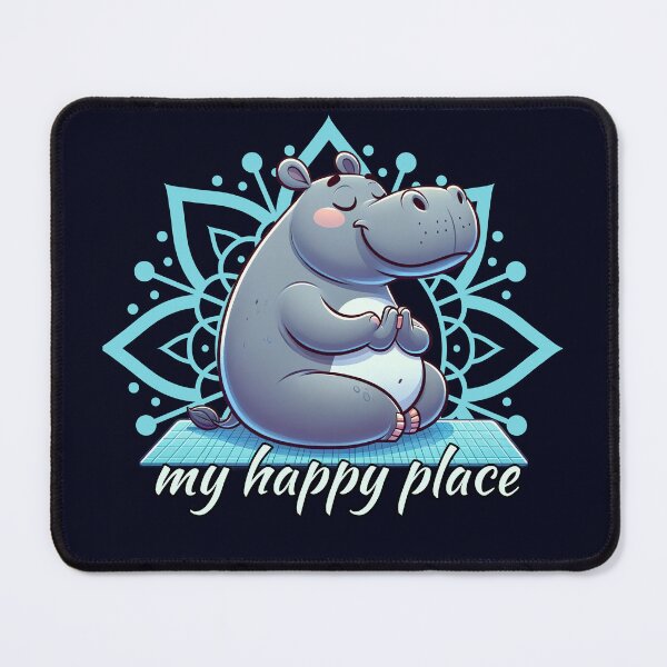 Item preview, Cute Hippo  doing Yoga, My Happy Place designed and sold by madtoyman.