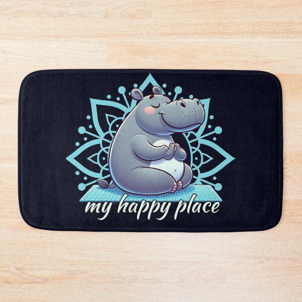 Item preview, Cute Hippo  doing Yoga, My Happy Place designed and sold by madtoyman.