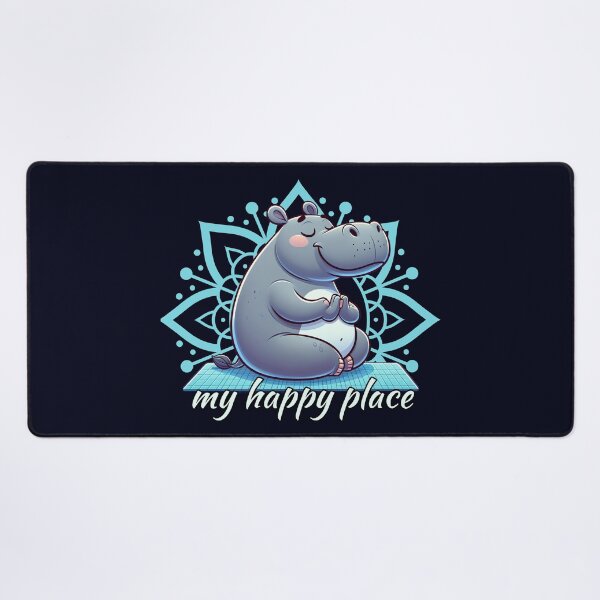 Item preview, Cute Hippo  doing Yoga, My Happy Place designed and sold by madtoyman.