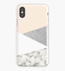 White marble and silver glitter iPhone Case