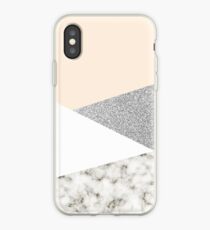 Vinilo o funda para iPhone Brillo de mármol blanco y plata