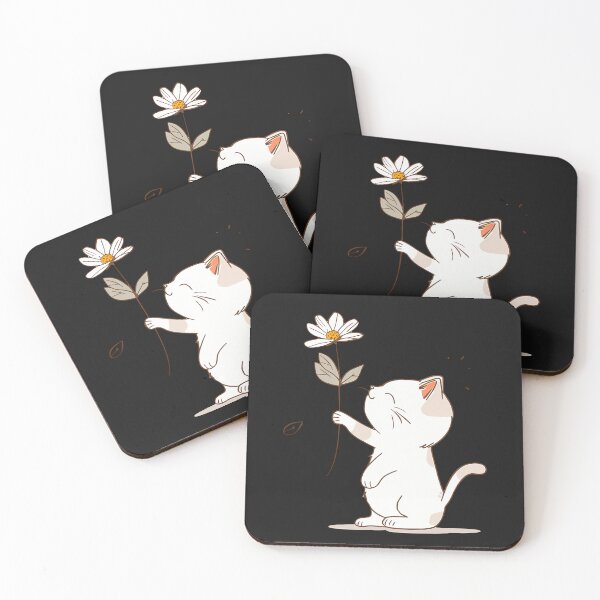 Item preview, A CUTE CAT and Flowers white holding white flower on glasses designed and sold by mando24895.