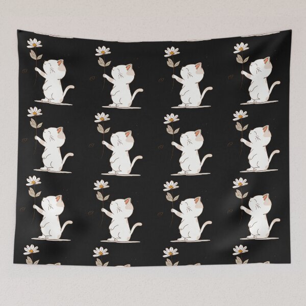 Item preview, A CUTE CAT and Flowers white holding white flower on glasses designed and sold by mando24895.