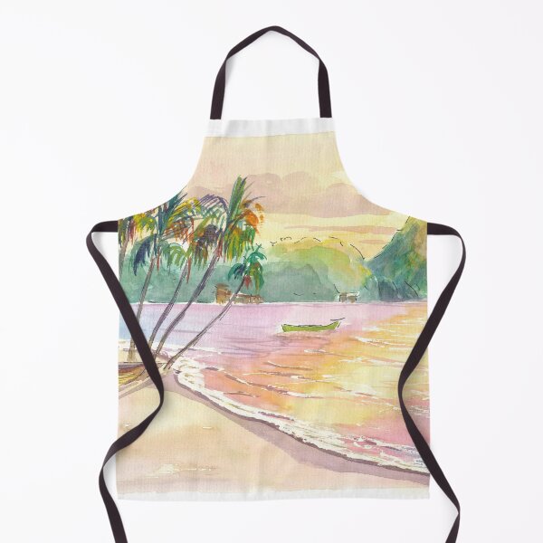 Item preview, Bahía Soufriere Santa Lucía y luz del sol dorada sobre el agua designed and sold by artshop77.
