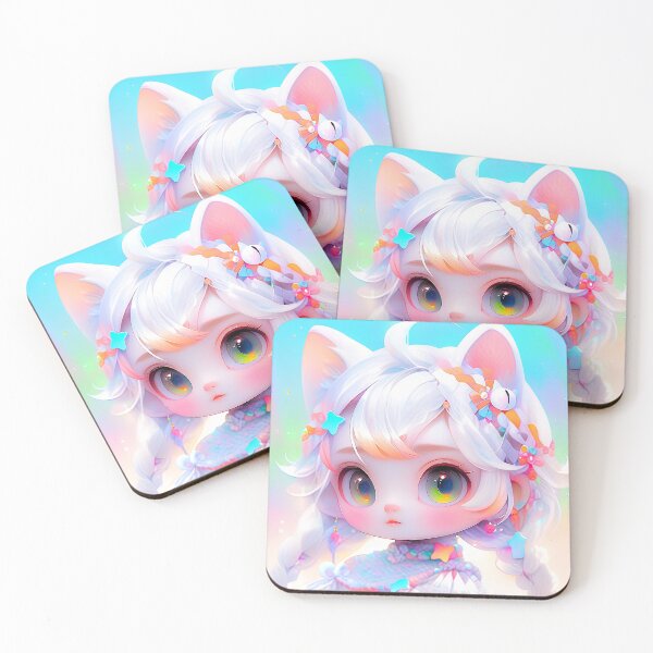 Item preview, Kawaii Pastel Cat Ear Doll Anime Girl designed and sold by bubblegoth.