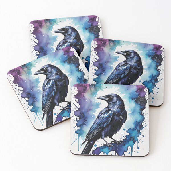 Item preview, watercolor galaxy crow designed and sold by Zencookie.
