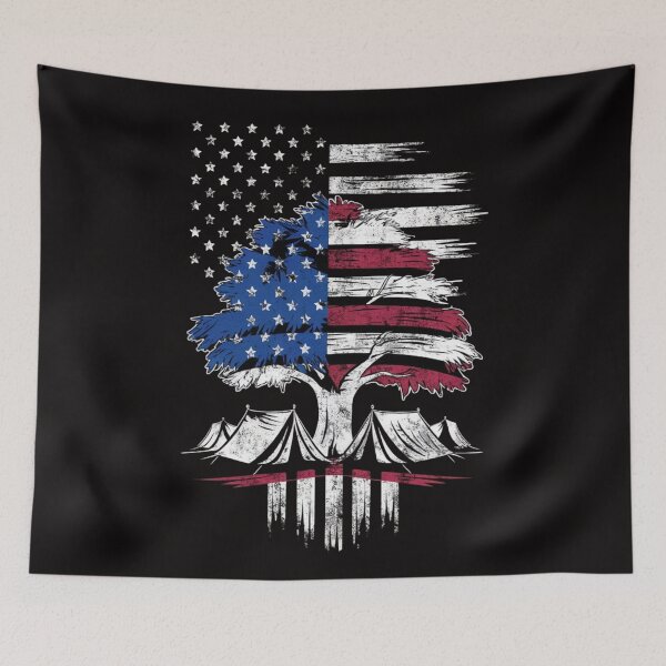 Item preview, Patriotic Eagle Camping Shirt - American Flag & Wilderness Tee designed and sold by HOMEDESIGNPRINT.