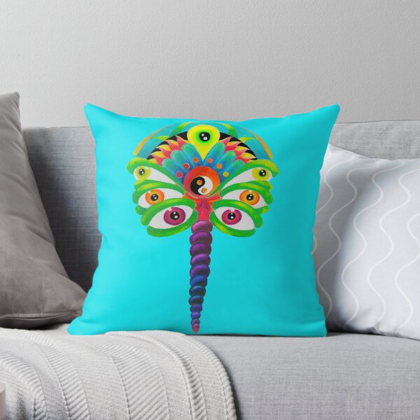 Psychedelic Flutterby Throw Pillow
