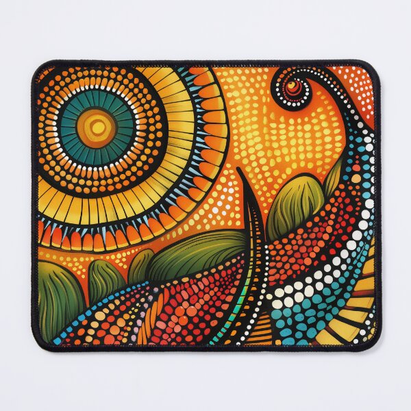 Item preview, Aboriginal Artwork, Flower Meadow and Sun, Dot Painting, Indigenous Australian Art, Red, Orange, Yellow, Green, Blue designed and sold by IuliiaArtPrints.