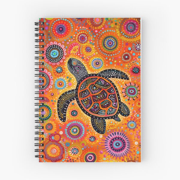 Item preview, Aboriginal Painting, Turtle Dot Artwork, Indigenous Australian Art, Aboriginal Dot Art Animals, Orange, Yellow, Black, Pink designed and sold by IuliiaArtPrints.