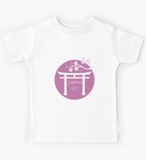 Branch of cherry blossoms and torii, ritual gates. Kids Tee