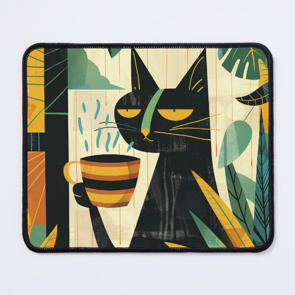 Item preview, Happy cat drinking coffee designed and sold by Mikakujumi.