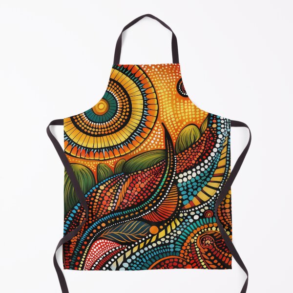 Item preview, Aboriginal Artwork, Flower Meadow and Sun, Dot Painting, Indigenous Australian Art, Red, Orange, Yellow, Green, Blue designed and sold by IuliiaArtPrints.