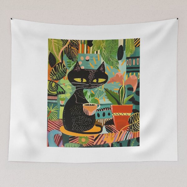 Item preview, Happy cat drinking coffee designed and sold by Mikakujumi.