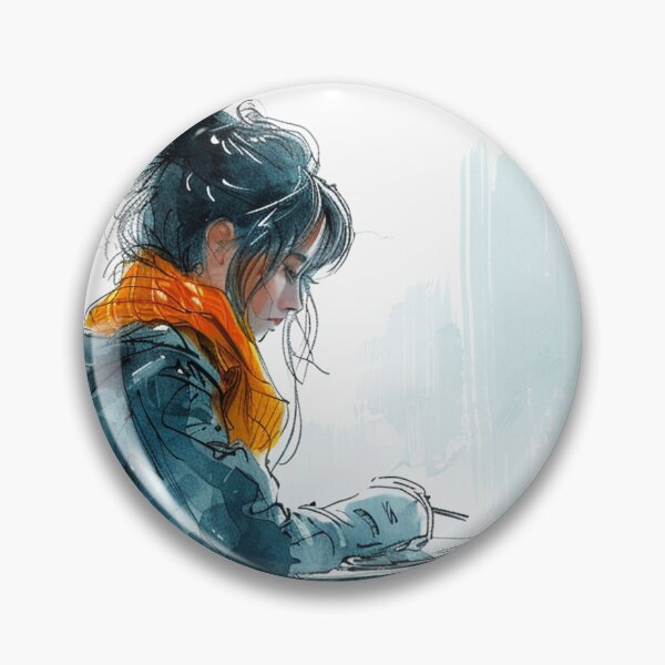 Item preview, Young Artist at Corner Table with Sketchpad - Hand-Drawn Illustration designed and sold by Mr-whiteBG.