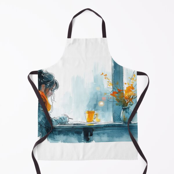 Item preview, Young Artist at Corner Table with Sketchpad - Hand-Drawn Illustration designed and sold by Mr-whiteBG.