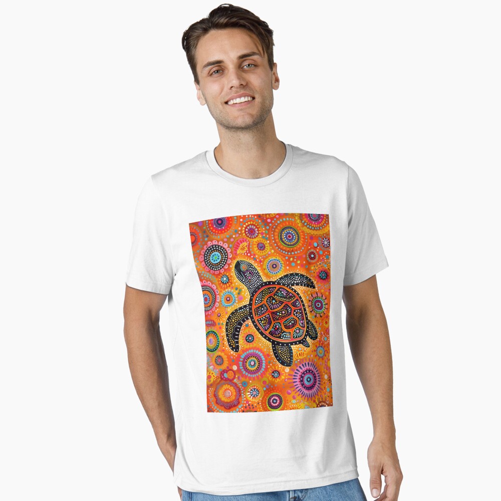 Aboriginal Painting, Turtle Dot Artwork, Indigenous Australian Art, Aboriginal Dot Art Animals, Orange, Yellow, Black, Pink Canvas Print