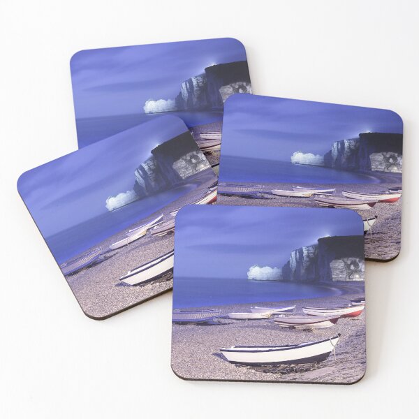 Item preview, Etretat, beach and boats on a foggy night. Normandy, France, designed and sold by Stefano Orazzini.