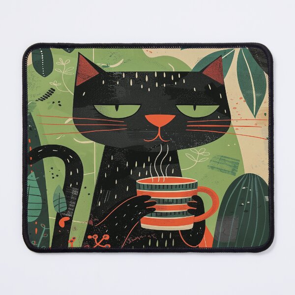 Item preview, Happy cat drinking coffee designed and sold by Mikakujumi.