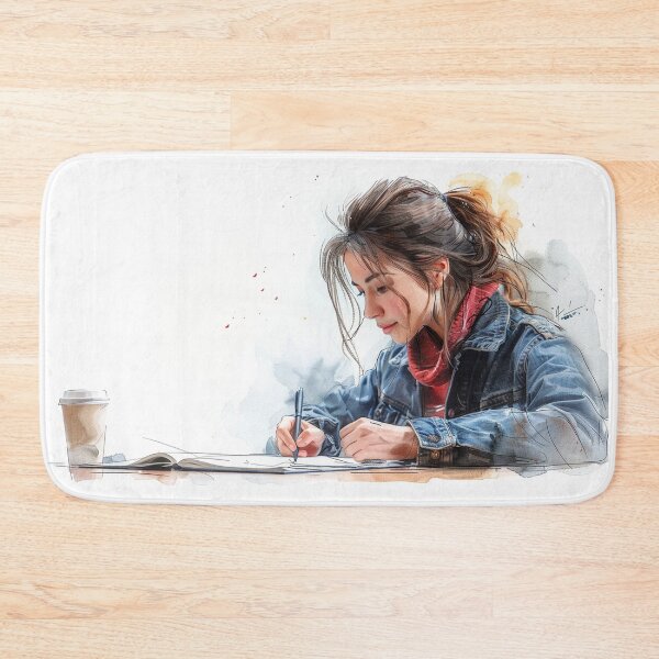 Item preview, Young Artist Sketching at Corner Table | Original Artwork | Sketchpad Illustration designed and sold by Mr-whiteBG.