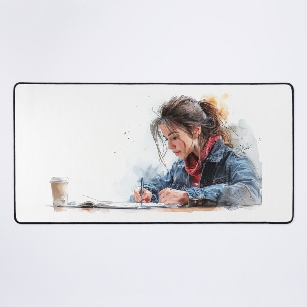 Item preview, Young Artist Sketching at Corner Table | Original Artwork | Sketchpad Illustration designed and sold by Mr-whiteBG.