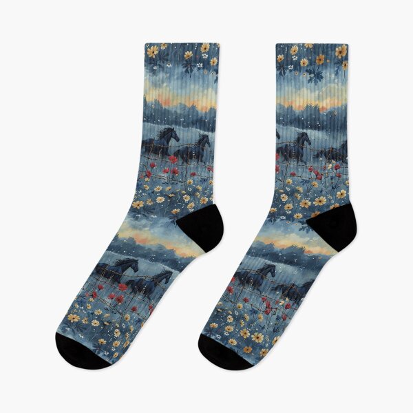 Item preview, Wild Horses Western Wild Flowers Wildflowers Blue Design designed and sold by CarpanaBay.