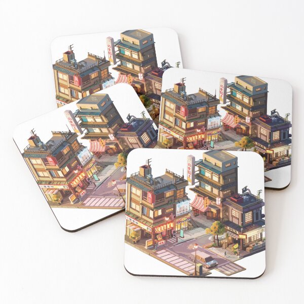 Item preview, Tranquil Japan: Isometric Street Illustration designed and sold by Eshwarx.