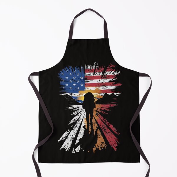 Item preview, Patriotic Hiker T-Shirt - American Flag Mountain Sunset Graphic Tee designed and sold by HOMEDESIGNPRINT.