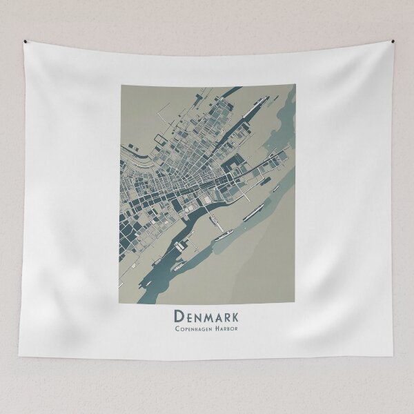 Item preview, Vintage travel poster - Minimalist Copenhagen harbor design - stylized map of the harbor designed and sold by pod24.