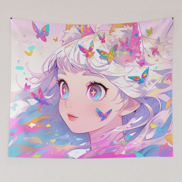 Item preview, Vibrant Pastel Fantasy Butterfly Anime Girl designed and sold by bubblegoth.