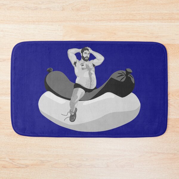 Item preview, Big hairy bear riding giant hot dog designed and sold by hellomalcolm.