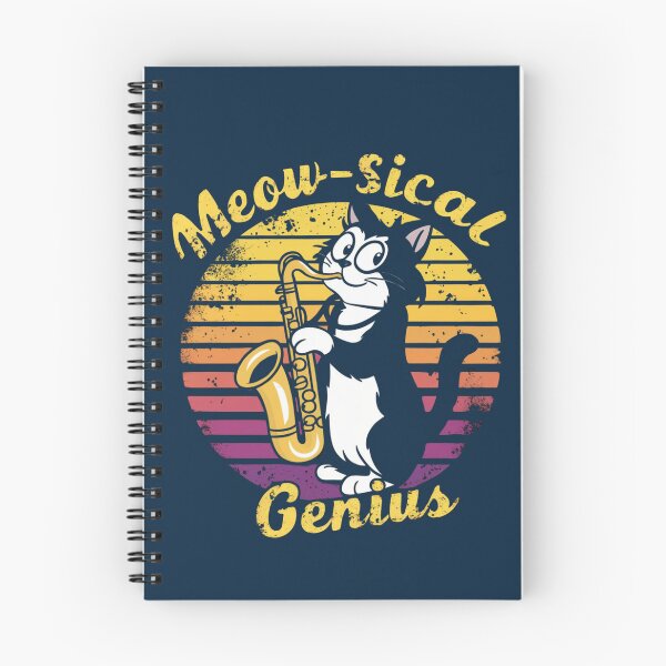 Aperçu de l'œuvre Chat jouant du saxophone Retro Sunset Sax Player créée et vendue par binxlystudio.