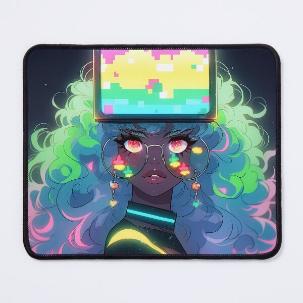 Item preview, Neon Digital Retro Future Anime Girl designed and sold by bubblegoth.