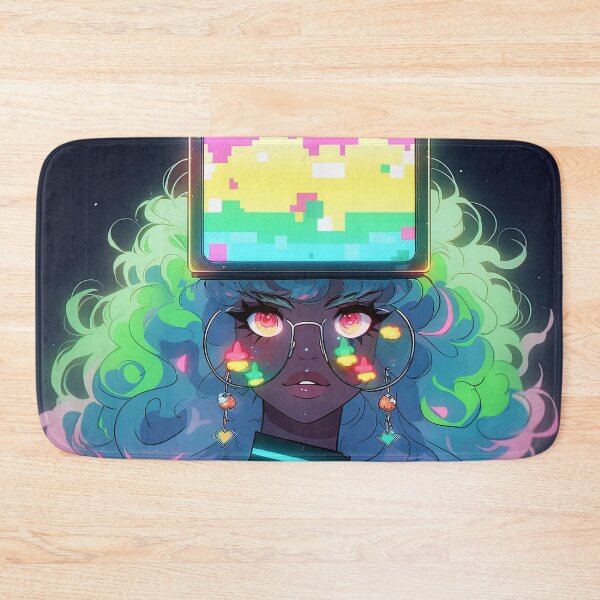 Item preview, Neon Digital Retro Future Anime Girl designed and sold by bubblegoth.