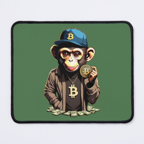 Item preview, Funny rich monkey with bitcoin and dollar bills designed and sold by VanillaBlueSky.