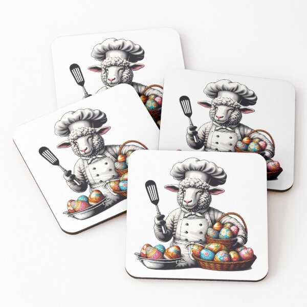 Item preview, sheep chef with easter basket of eggs Easter Funny animals  designed and sold by Expressions-Sel.