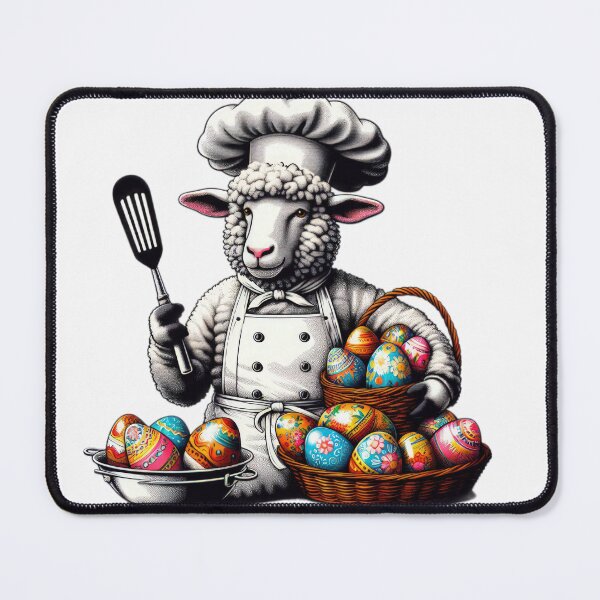 Item preview, sheep chef with easter basket of eggs Easter Funny animals  designed and sold by Expressions-Sel.