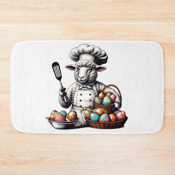 Item preview, sheep chef with easter basket of eggs Easter Funny animals  designed and sold by Expressions-Sel.
