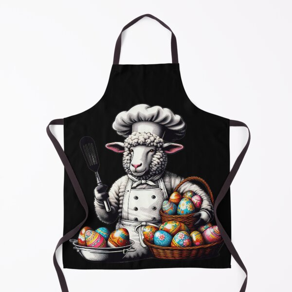 Item preview, sheep chef with easter basket of eggs Easter Funny animals  designed and sold by Expressions-Sel.