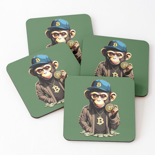 Item preview, Funny rich monkey with bitcoin and dollar bills designed and sold by VanillaBlueSky.