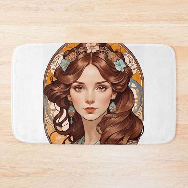 Item preview, Art Nouveau female portrait in design like that of Alfons Mucha designed and sold by Steffani Lehmann.
